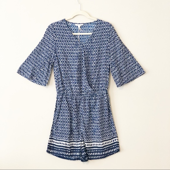 beachlunchlounge Pants - New Beach Lunch Lounge Printed Blue & White Romper